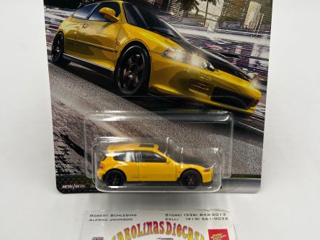 Hot Wheels Fast & Furious Fast Tuners #4 Honda Civic EG Yellow W Protector Online Hot Sale