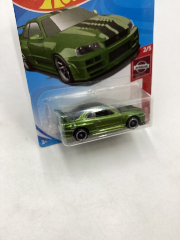 2019 Hot Wheels #045 Super Treasure Hunt Nissan Skyline GT-R BNR34 Green W Protector on Sale