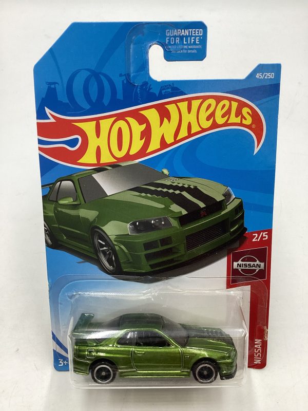 2019 Hot Wheels #045 Super Treasure Hunt Nissan Skyline GT-R BNR34 Green W Protector on Sale