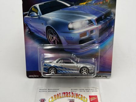 Hot Wheels Fast & Furious Fast Imports #1 Nissan Skyline GT-R BNR34 Silver W Protector Fashion