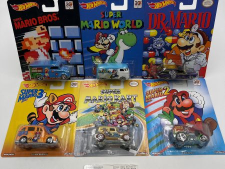 Hot Wheels Pop Culture Mario Full 6 Car Set W Protectors VHTF For Cheap