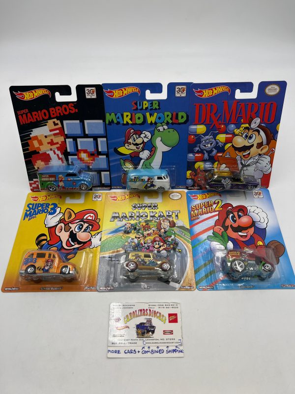 Hot Wheels Pop Culture Mario Full 6 Car Set W Protectors VHTF For Cheap