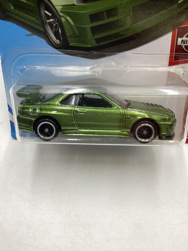 2019 Hot Wheels #045 Super Treasure Hunt Nissan Skyline GT-R BNR34 Green W Protector on Sale