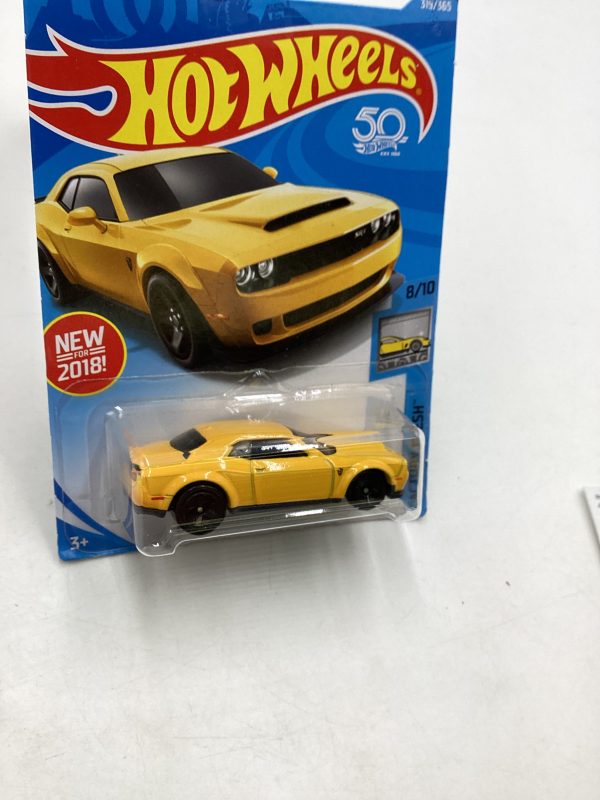 2018 Hot Wheels #319 Yellow 18 Dodge Challenger SRT Demon 44B Online Hot Sale