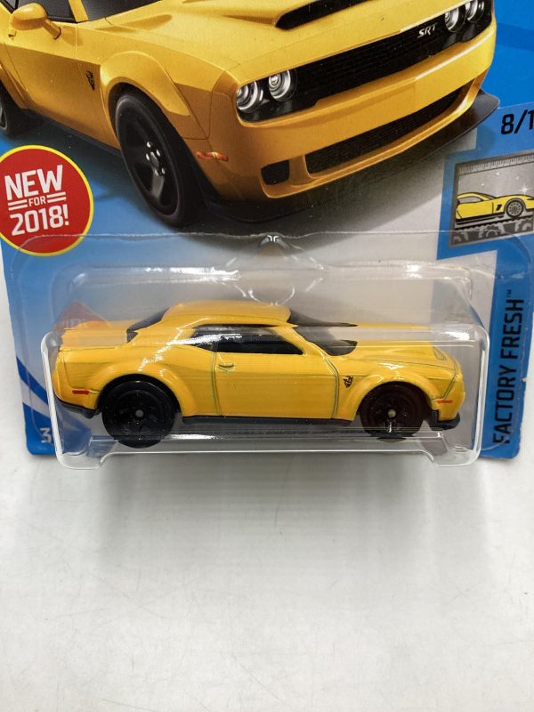 2018 Hot Wheels #319 Yellow 18 Dodge Challenger SRT Demon 44B Online Hot Sale