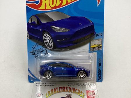 2020 Hot Wheels #112 Tesla Model 3 Blue 49C For Sale