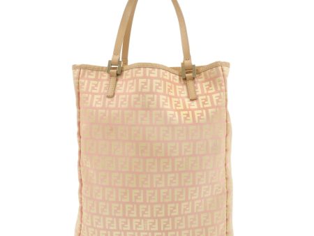 FENDI Zucchino Canvas Leather Hand Bag Tote Bag Pink Beige 8BH006 For Cheap