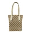 GUCCI GG Canvas Leather Tote Bag Hand Bag Ivory Beige 153361 Online now