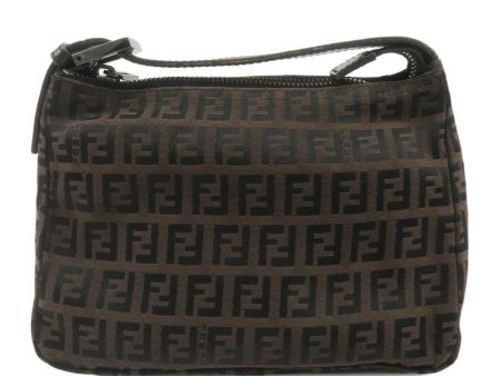 FENDI Zucchino Canvas Leather Hand Bag Brown Small SIze 8BN0001 Cheap