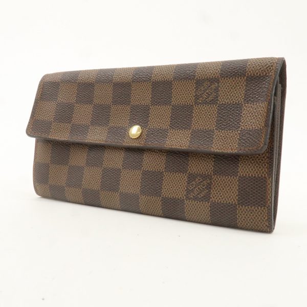 Louis Vuitton Damier Portefeuille Sarah Long Wallet Brown N61734 For Sale