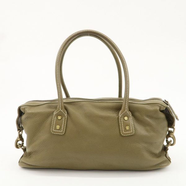 CELINE Leather Tote Bag Shoulder Bag Khaki Green Gold Hardware Online now