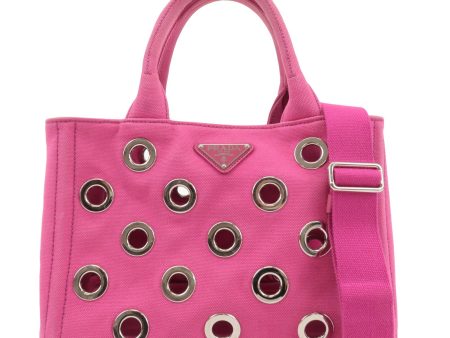 PRADA Logo Canapa Mini Canvas 2Way Bag Pink 1BG439 Online Sale