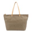 FENDI Zucchino Canvas Leather Tote Bag Beige Brown Online Hot Sale