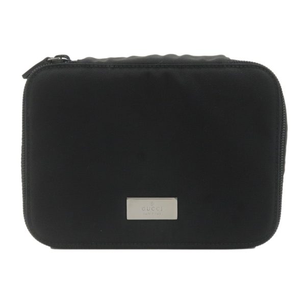 GUCCI Canvas Pouch Cosmetic Pouch Black Silver Hardware 039.0949 Online Sale