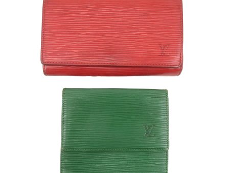 Louis Vuitton Set of 2 Epi Leather Wallet Red Green M63507 M63484 on Sale