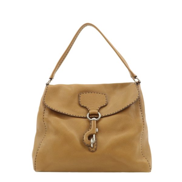 PRADA Leather Shoulder Bag Purse Brown Silver Hardware Online now