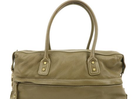 CELINE Leather Tote Bag Shoulder Bag Khaki Green Gold Hardware Online now