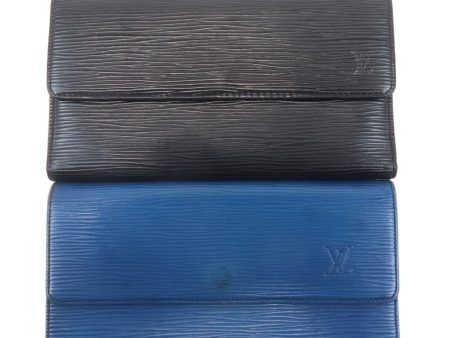 Louis Vuitton Epi Set of 2 Long Wallet Black Blue M63382 M63575 Cheap