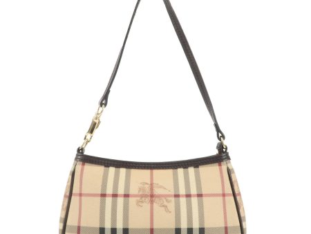 BURBERRY PVC Leather Nova Plaid Accessoires Pouch Beige Brown on Sale