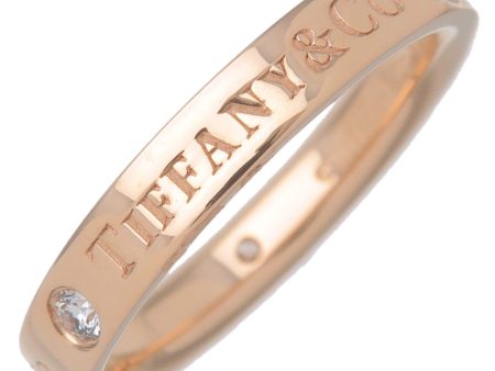 Tiffany&Co. Flat Band Ring 3P Diamond K18PG Rose Gold US5 on Sale