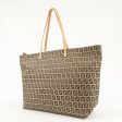 FENDI Zucchino Canvas Leather Tote Bag Beige Brown Online Hot Sale