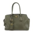 PRADA Logo Leather Hand Bag Shoulder Bag Khaki Fashion