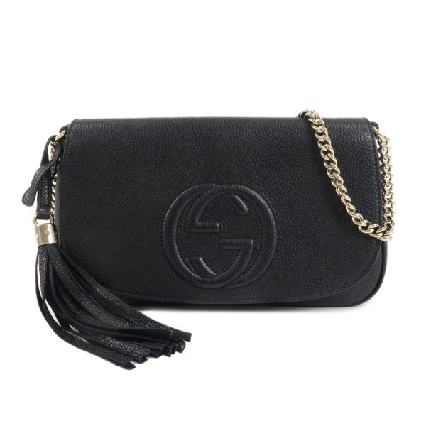 GUCCI SOHO Leather Chain Shoulder Bag Crossbody Bag Black 536224 Discount