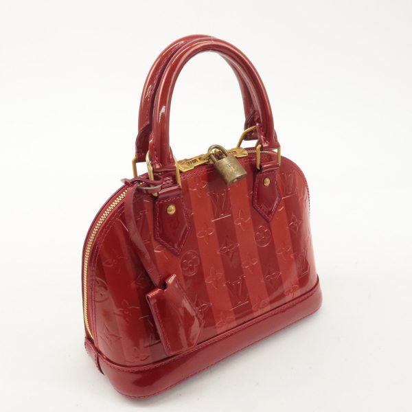 Louis Vuitton Monogram Vernis Rayures Alma BB Pomme d Arour M91593 For Sale