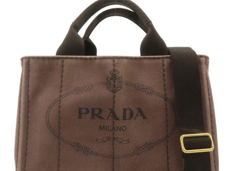 PRADA Logo Canapa Mini Canvas 2Way Bag Hand Bag Brown B2439G Online Sale