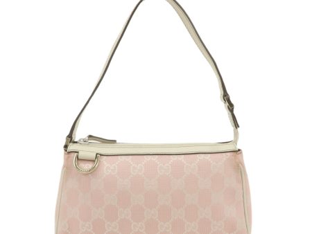 GUCCI Abbey GG Canvas Leather Pouch Pink Ivory 145750 Sale