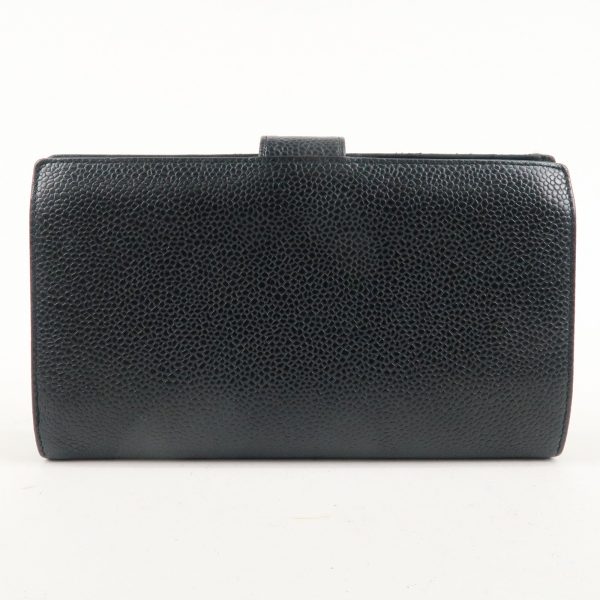 CHANEL Caviar Skin Coco Mark Bi-Fold Long Wallet Black A13498 Supply