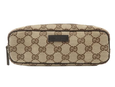 GUCCI GG Canvas Leather Pouch Beige Brown 106648 Used F  Online now