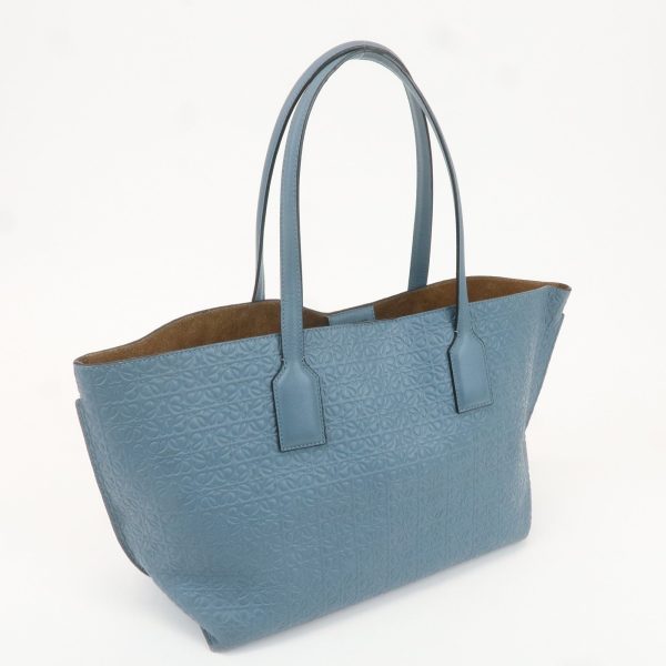 LOEWE Leather Anagram Tote Bag Shoulder Bag Blue Gray Online