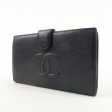 CHANEL Caviar Skin Coco Mark Bi-Fold Long Wallet Black A13498 Supply