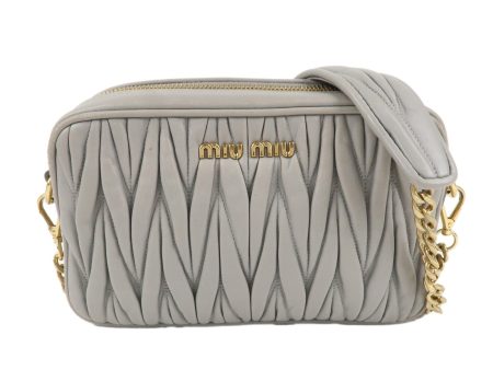 MIU MIU Matelasse Leather Chain Shoulder Bag Gray Sale