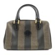 FENDI Pequin PVC Leather Minoboston Bag Hand Bag Brown Black Sale