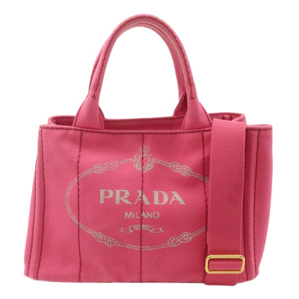 PRADA Canapa Mini Canvas 2Way Bag Hand Bag Pink B2439G For Discount