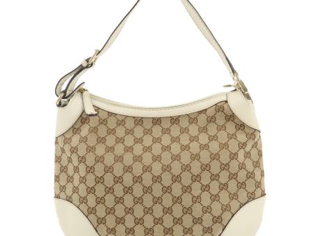 GUCCI GG Canvas Leather One Shoulder Bag Beige Ivory 211810 Sale