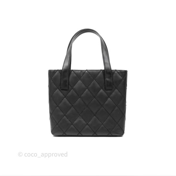 Chanel Vintage Quilted CC Tote Bag Matte Black Calfskin Gold Hardware Hot on Sale