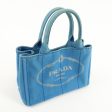 PRADA Logo Canapa Mini Canvas Tote Bag Hand Bag Blue Cheap