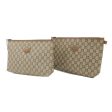 GUCCI Set of 2 GG Plus Leather Clutch Bag Pouch Beige Brown For Discount