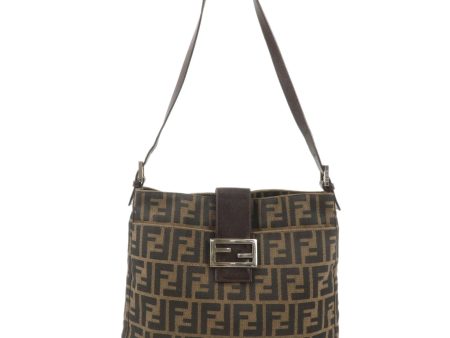 FENDI Zucca Canvas Leather Shoulder Bag Brown Black 26727 Online Hot Sale