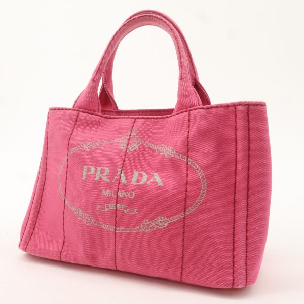 PRADA Canapa Mini Canvas 2Way Bag Hand Bag Pink B2439G For Discount