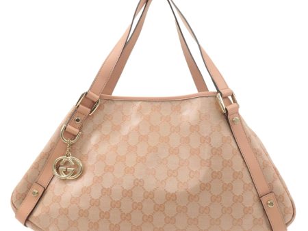 GUCCI Abbey GG Crystal Leather Tote Hand Bag Pink 130736 Hot on Sale