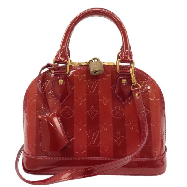 Louis Vuitton Monogram Vernis Rayures Alma BB Pomme d Arour M91593 For Sale