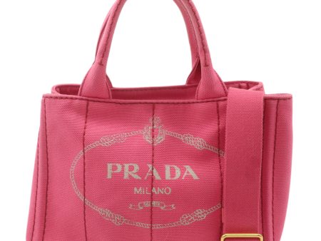 PRADA Canapa Mini Canvas 2Way Bag Hand Bag Pink B2439G For Discount