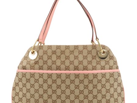 GUCCI GG Canvas Leather Tote Bag Hand Bag Beige Pink 121023 Sale