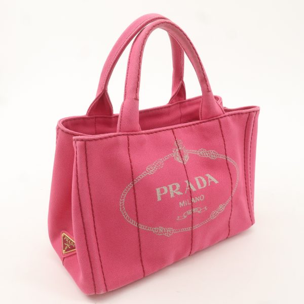 PRADA Canapa Mini Canvas 2Way Bag Hand Bag Pink B2439G For Discount