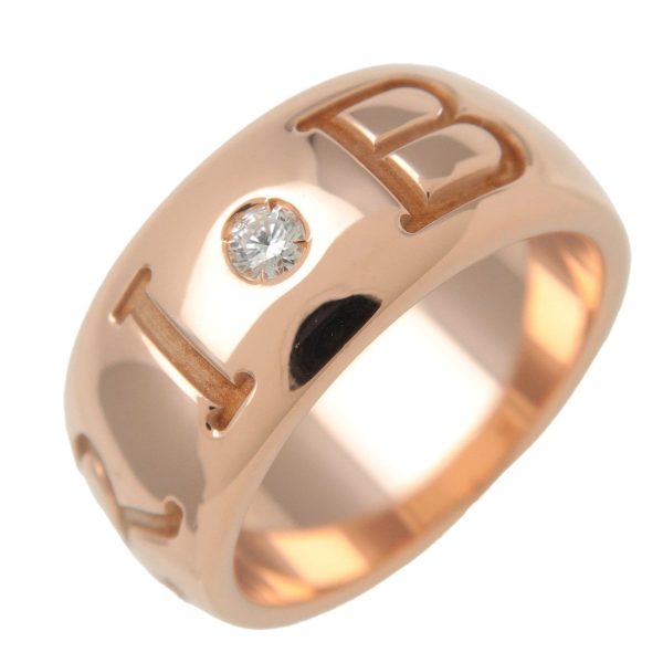 BVLGARI Mono Logo Ring 1P Diamond K18 Rose Gold #49 US4.5-5 For Cheap