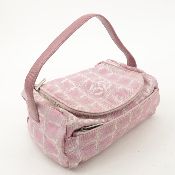 CHANEL New Travel Line Nylon Jacquard Leather Vanity Bag Pink on Sale